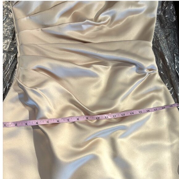 Davids Bridal mother of the bride champagne strapless gown & bolero jacket sz 14 - Picture 8 of 14